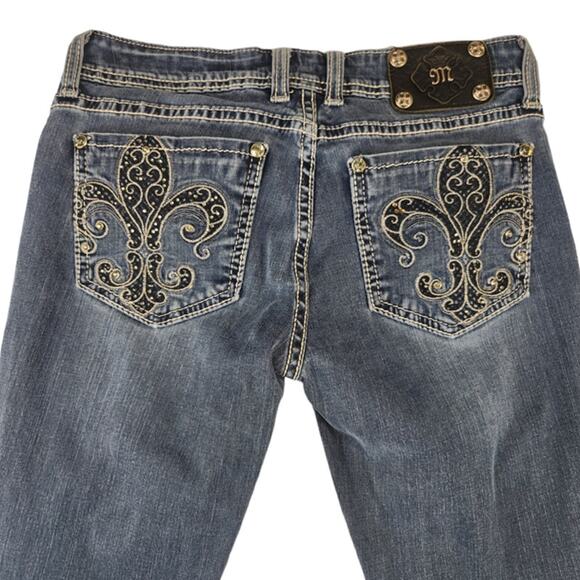 Miss Me Jeans 30 Actual is 27 Waist Jegging Skinny Low Rise Rhinestone Bling - Picture 5 of 14